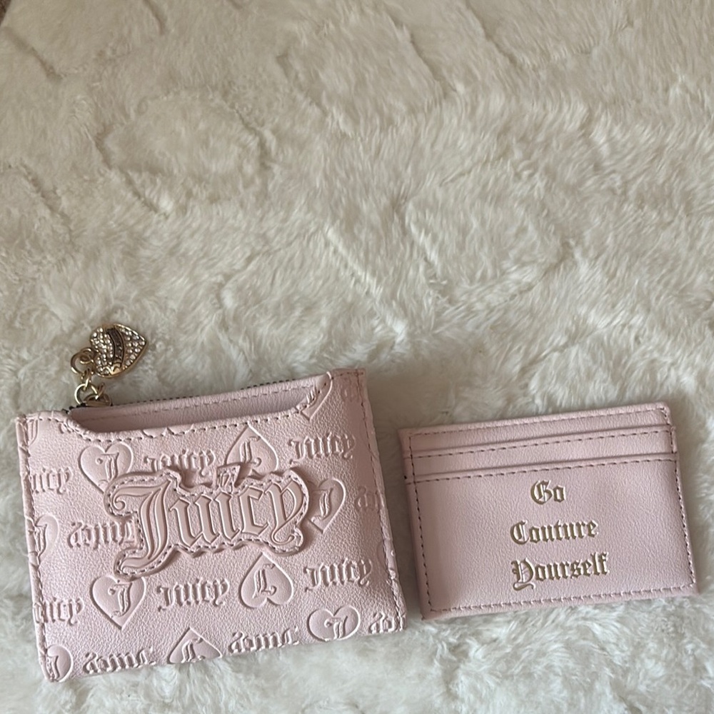 Juicy Couture Blush Pink Card Holder and Pouch Set